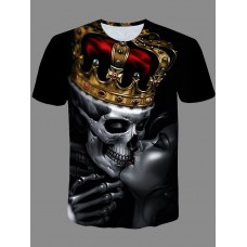 Street O Neck Print Black T-shirt