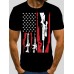 Men Casual Gun Star Print Black T-shirt